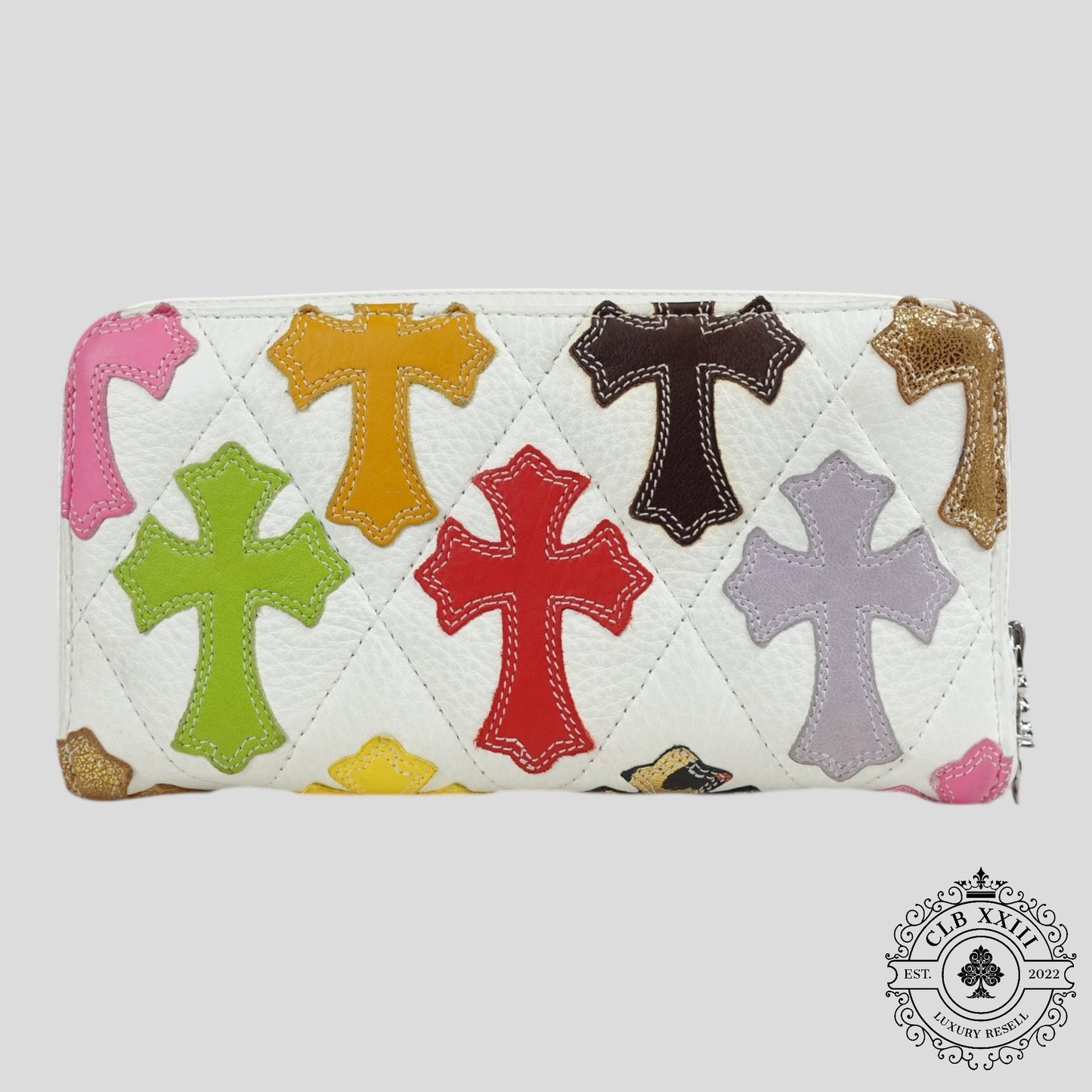Chrome Hearts Cross Patch Wallet in White/Multicolor